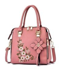 Jzcat Moda Üst Düzey Doku Çanta Trend Nakış Kadın Omuz Çantası Pembe