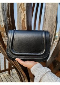 Cirphi Collection Kanvas Kapaklı Kadın Omuz Çantası Siyah