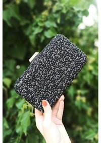 Çlk Accessories İncili Taşlı Abiye Kadın Omuz Çantası Siyah