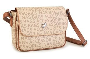 Grande Nas Bag1289 Yazılı Kadın Omuz Çantası Taba - Vizon