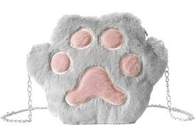 Happyplanet KkOi Kız Öğrenci Sevimli Peluş Kedi Pençesi Kadın Omuz Çantası Gri
