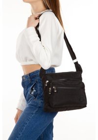 Adelina Bags Postacı Kadın Omuz Çantası Siyah