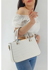 Çlk Accessories Kapitone Kadın Omuz Çantası Beyaz