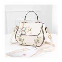 Happyplanet Bn Moda İşlemeli Kova Kadın Omuz Çantası Beyaz