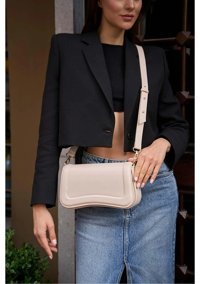 Gülşah Çaptı Bag Mıknatıs Kapamalı Krem Kadın Omuz Çantası Krem