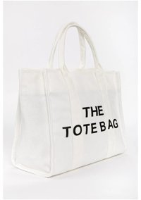 Modhy Organik Kanvas Kumaş Tote Bag Kadın Omuz Çantası Beyaz
