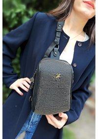 Çlk Accessories Taşlı Free Bag Ön Tr1076 Kadın Omuz Çantası Siyah