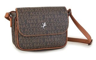 Grande Nas Bag1289 Yazılı Kadın Omuz Çantası Kahverengi - Taba