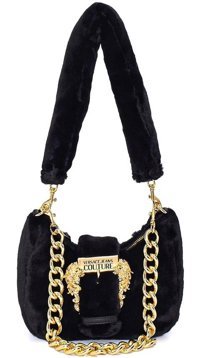 Versace Jeans Couture Versace Barok Tokalı Peluş Kadın Omuz Çantası Siyah