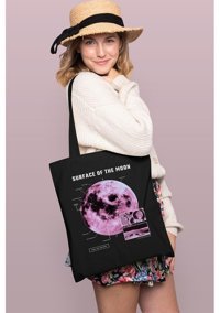 Brz Collection Surface On The Moon Gabardin Kadın Omuz Çantası Siyah