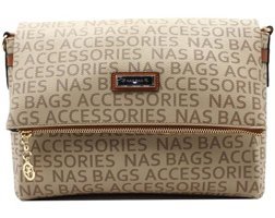 Nas Bag 1095 Yazılı Kadın Omuz Çantası Vizon - Taba