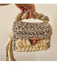 Desu Accessories Fıstık Model El Örgüsü Penye İp Leopar Kadın Omuz Çantası Kahverengi