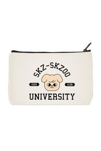 Designedfy clutch Bej Baskılı Bez Küçük Boy Makyaj Çantası