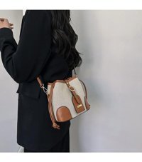Eternal Luck Yüksek Kaliteli Kanvas Kontrast Renkli Kadın Omuz Çantası Kahverengi
