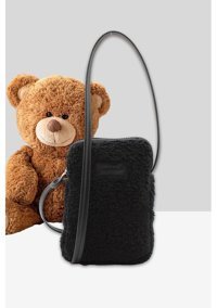 Nothing Kürklü Peluş Mini luk Kadın Omuz Çantası Siyah