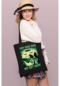 Brz Collection Cat And Dog Selfie Tote Bag Gabardin Kadın Omuz Çantası Siyah