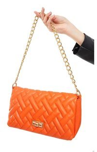 Luwwe Bag'S Zincir Kapitoneli Baget 10726 Kadın Omuz Çantası Turuncu