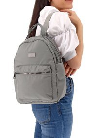 Çlk Accessories Önden Fermuarlı Kumaş Kadın Omuz Çantası Gri