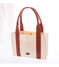 Miaju Kanvas Tote Bag KremKiremit Kadın Omuz Çantası Krem - Kiremit