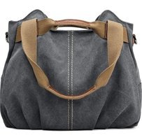 Mdsj Moda Akıllı Vintage Hobo Kanvas Taşınabilir Alışveriş Kadın Omuz Çantası Gri