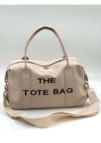 Modhy Casual Kanvas Kumaş Tote Bag Krem Kadın Omuz Çantası Krem