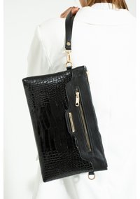 Byhakan Sn 1360 El Clutch Kroko Kadın Omuz Çantası Siyah