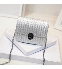 Sones Zincir Gelgit Küçük Kare Paket Messenger Kadın Omuz Çantası Gümüş - Gri