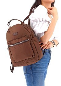 Çlk Accessories Önden Fermuarlı Kumaş Kadın Omuz Çantası Kahverengi