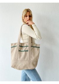 Retrobird Tasarım Tote Kadın Omuz Çantası Taş Rengi
