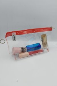 Togin Kırmızı Düz Pvc Küçük Boy Seyahat Makyaj Çantası