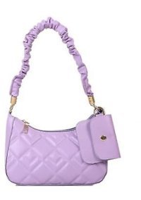 Bruce Yumuşak Pu Bag Moda Sıradan Pileli Kadın Omuz Çantası Mor