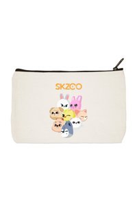 Designedfy Clutch Krem Baskılı Bez Küçük Boy Makyaj Çantası