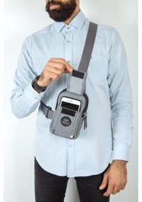 Newish Polo Bölmeli Kadın Omuz Çantası Gri