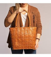 Gön Handmade Deri Flora Kadın Omuz Çantası Kırmızı
