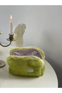 Punchiess Yeşil Düz Welsoft Mini Boy Seyahat Makyaj Çantası