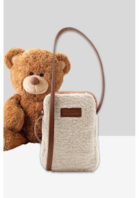 Nothing Kürklü Peluş Mini luk Krem Krem Kadın Omuz Çantası Krem - Taba