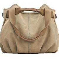 Mdsj Moda Akıllı Vintage Hobo Kanvas Taşınabilir Alışveriş Haki Kadın Omuz Çantası Haki