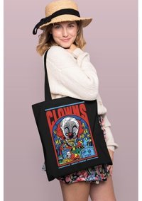Brz Collection Clowns No Funny Tote Bag Gabardin Kadın Omuz Çantası Siyah