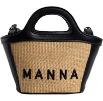 Worryfreeshopping Lbw Monogramlı Hasır Dokuma Kadın Omuz Çantası Siyah