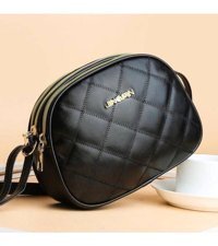 Yogodlns Moda Pu Deri Ekose Flap Casual Messenger Kadın Omuz Çantası Siyah