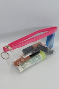 Togin Pembe Düz Şeffaf Küçük Boy Seyahat Makyaj Çantası