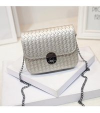 Sones Zincir Gelgit Küçük Kare Paket Messenger Kadın Omuz Çantası Gri