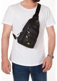 Newish Polo Qatro Unisex Kadın Omuz Çantası Siyah - Sarı