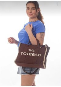 Takmoda Keten Kumaş Kadın Omuz Çantası Kahverengi