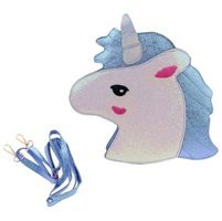 Magideal Suntek Sevimli 3D Unicorn Pony Head Kız Debriyaj Kadın Omuz Çantası Mavi