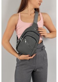 Elentra Unisex Kulaklık Usb Çıkışlı Kadın Omuz Çantası Gri