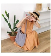 Worryfreeshopping Lbw Yıkanmış Pamuk Ve Keten Kadın Omuz Çantası Beyaz - Mor