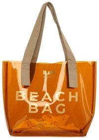 Bagmori Beach Bag Şeffaf Plaj Kadın Omuz Çantası Vizon