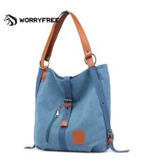 Worryfreeshopping Modası Kanvas Kadın Omuz Çantası Mavi