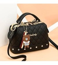 Happyplanet Bn Moda Eşkenar Dörtgen Küçük Koku Boston Kadın Omuz Çantası Siyah